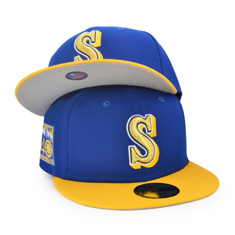 Seattle Mariners 40th ANNIVERSARY Exclusive New Era 59Fifty Fitted Hat – Lt.Royal/AGold 6 7/8