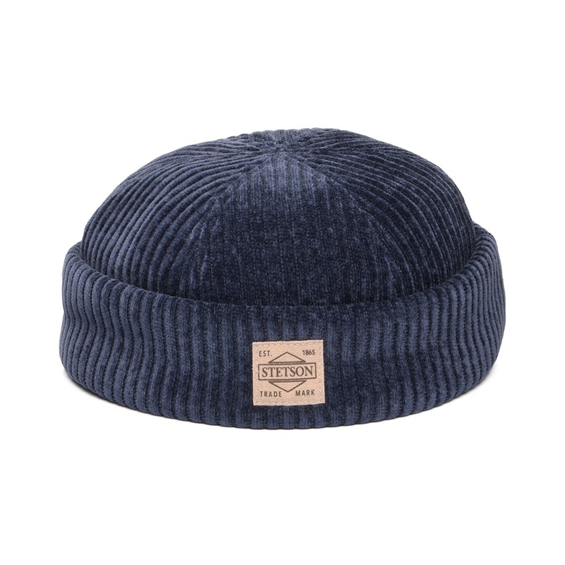 Stetson Hats Jersey Corduroy Docker Beanie Hat – Navy Blue M