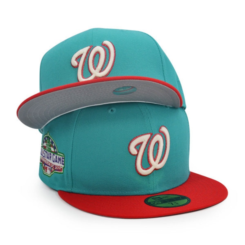 Washington Nationals 2018 ALL-STAR GAME Exclusive New Era 59Fifty Fitted Hat – Teal/Red 7