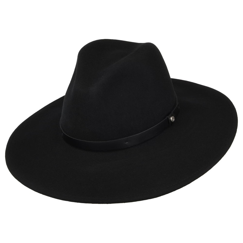 Brixton Hats Layton Big Brim Fedora Hat – Black Small-56cm