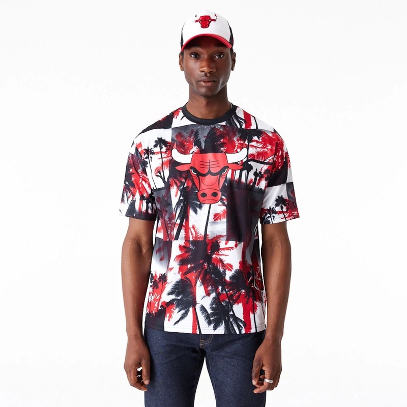 Chicago Bulls NBA Palm Tree Mesh Red T-Shirt XS