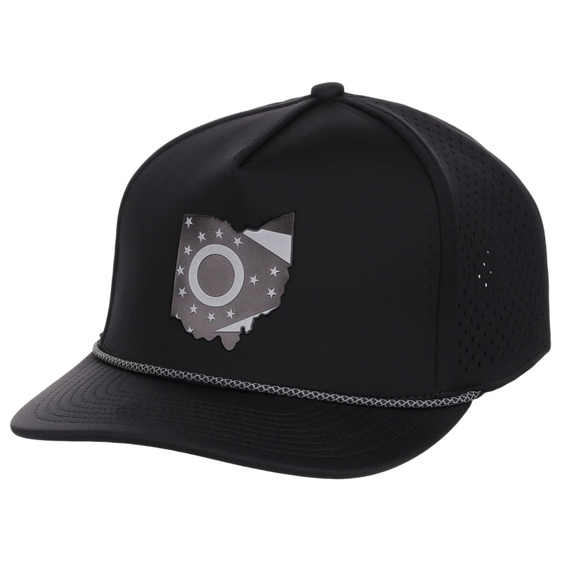 Local Crowns Ohio Reflective 5 Panel Tech w/Rope – Black Adjustable
