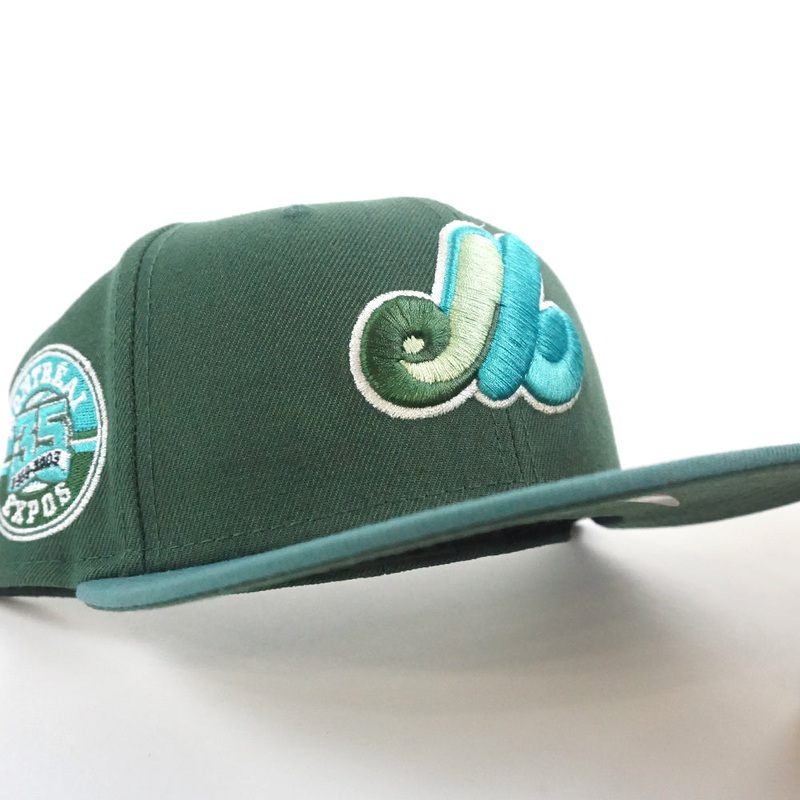 Montreal Expos 35th Anniversary New Era Fitted 59Fifty Hat (Pine Green Teal Needle Green Under Brim) 7