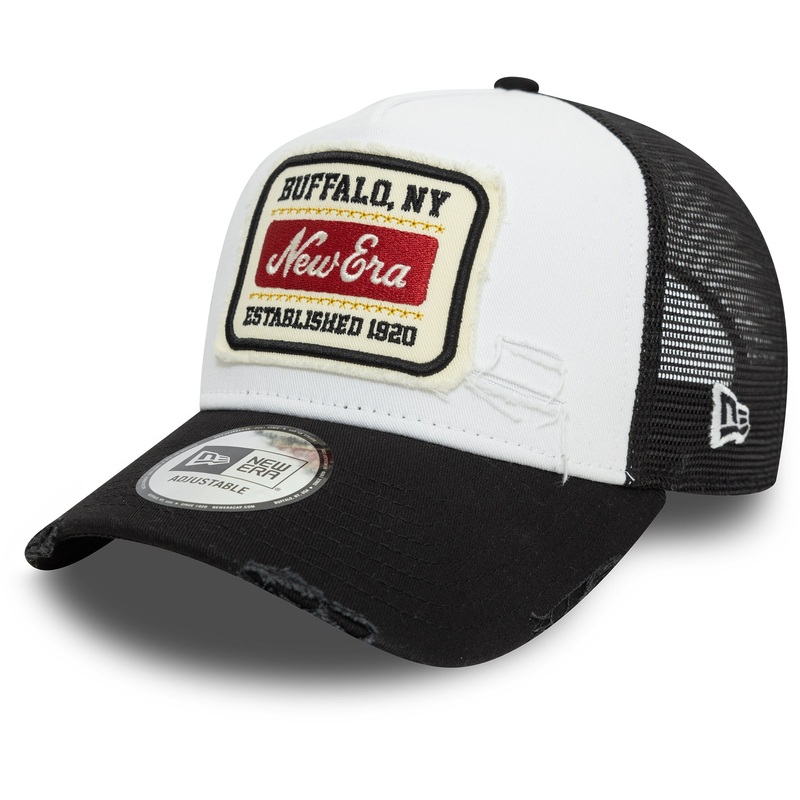 New Era 9FORTY Patch Distressed A-Frame White/Black Trucker Cap One Size