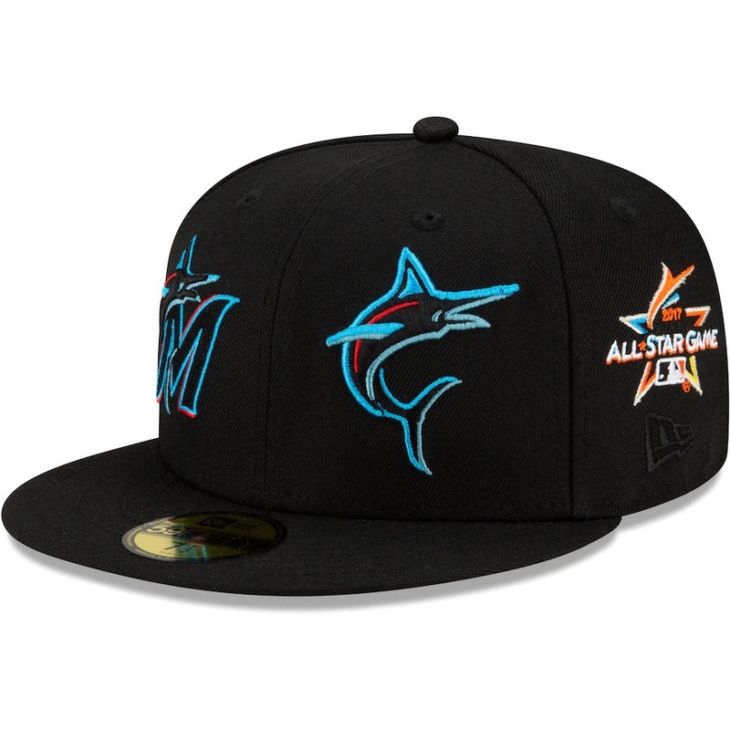 New Era Miami Marlins Black Patch Pride 59FIFTY Fitted Hat