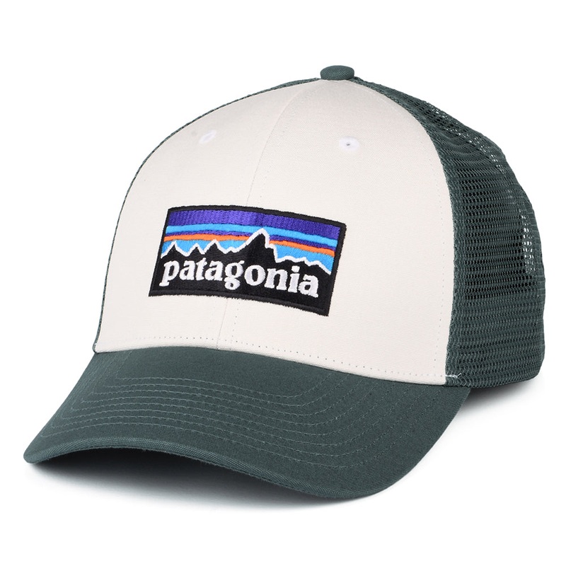 Patagonia Hats P-6 Logo Organic Cotton LoPro Trucker Cap – White-Light Forest Adjustable
