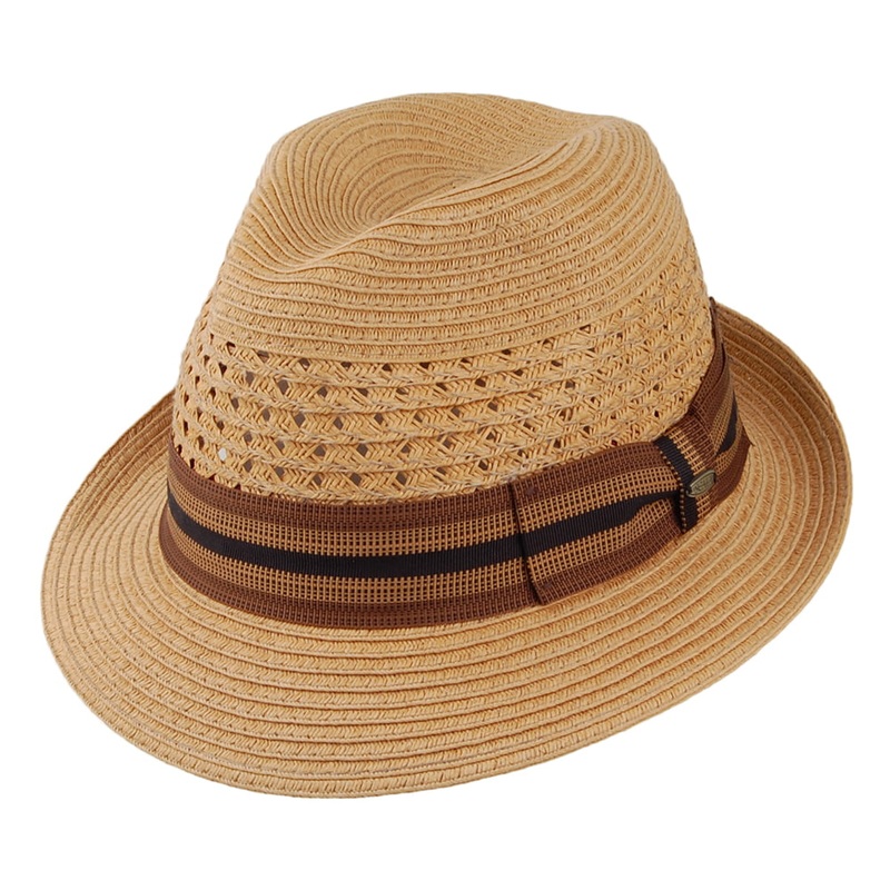 Scala Hats Baytown Vented Paper Braid Fedora Hat – Tea M