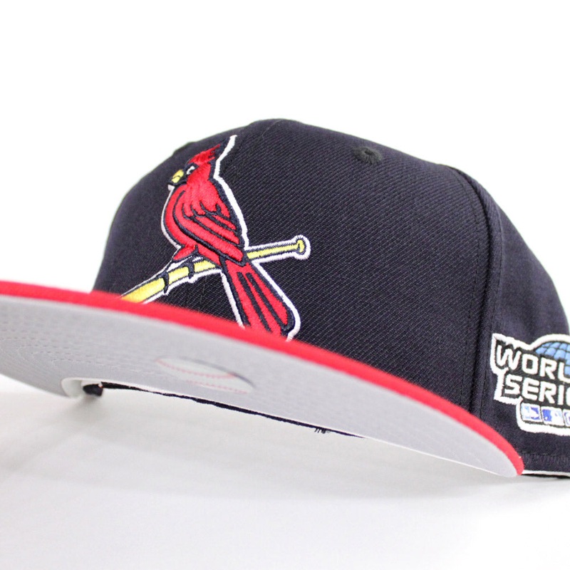 St Louis Cardinals 2004 World Series 59Fifty New Era Fitted Hat (Navy Red Gray Under Brim) 7