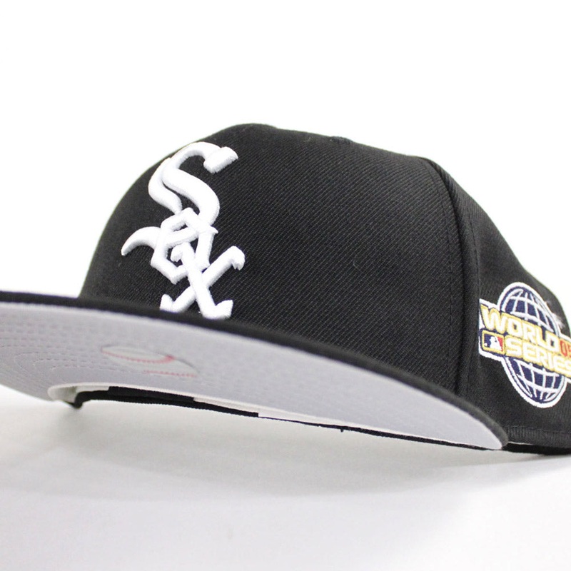 Chicago White Sox 2005 WORLD SERIES New Era Fitted 59Fifty Hats (BLACK GRAY UNDER BRIM) 6 7/8
