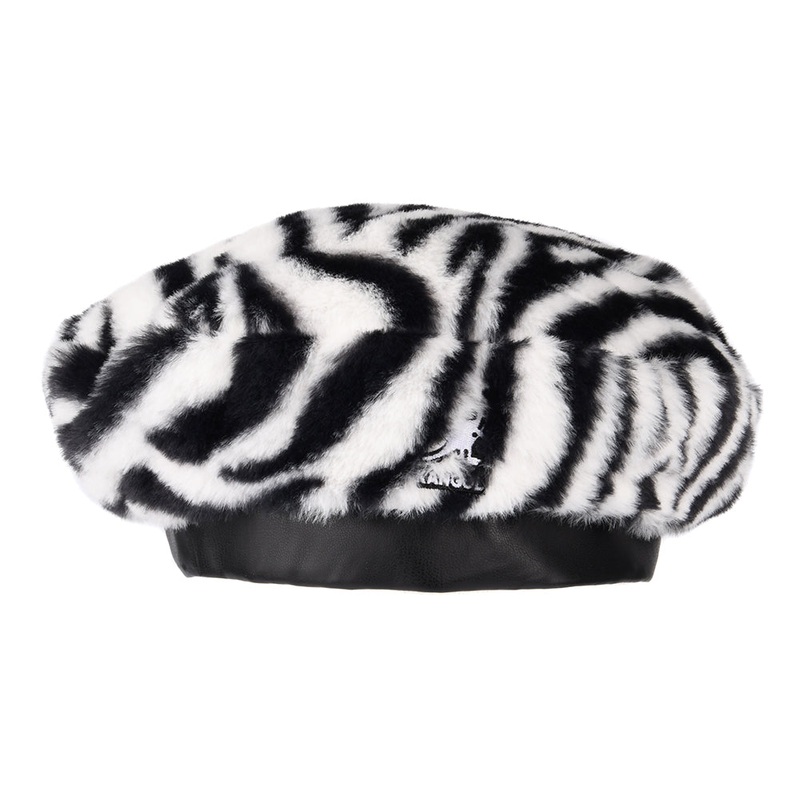 Kangol Zebra Faux Fur Beret – Black-White Small/Medium