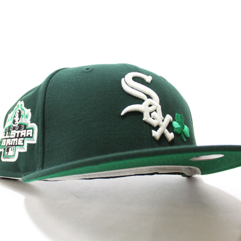 Lucky Clover Chicago White Sox 2003 All-Star Game New Era Fitted 59Fifty Hat (Glow in the Dark Dark Green Green Under Brim) 7