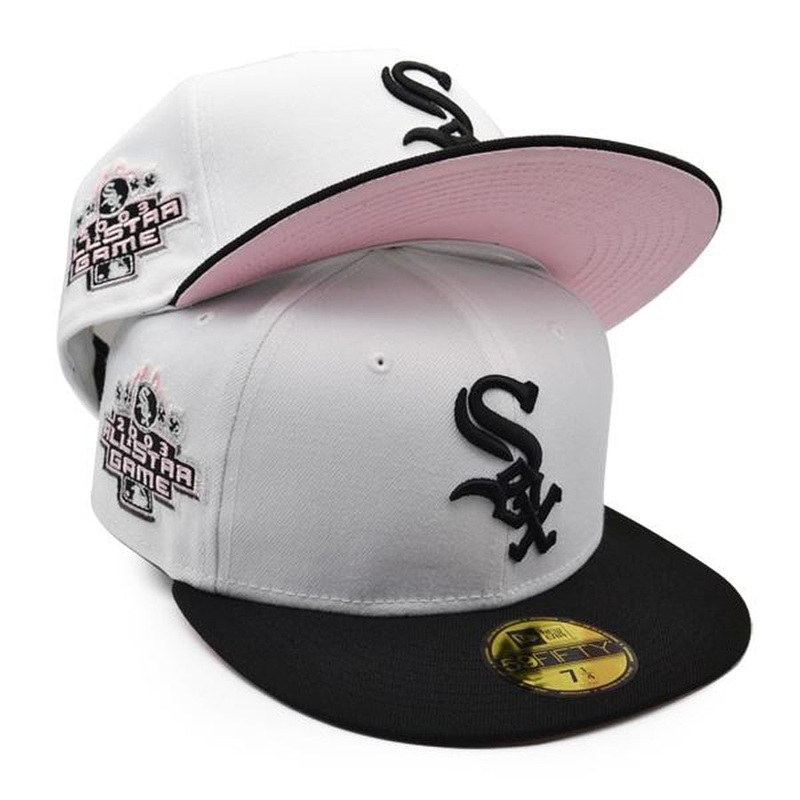 New Era Chicago White Sox White/Black 2003 All-Star Game Pink Bottom 59FIFTY Fitted Hat