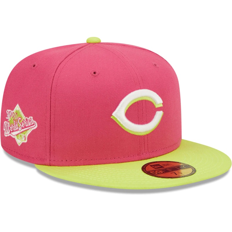 New Era Cincinnati Reds Pink 1990 World Series Champions Beetroot Cyber 59FIFTY Fitted Hat