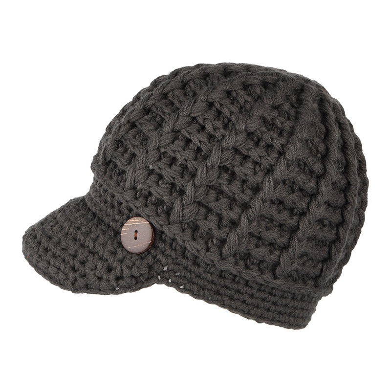 Scala Hats Letizia Crochet Peaked Beanie Hat – Grey 1-Size
