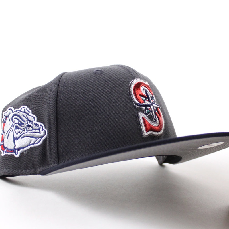 Seattle Mariners x GONZAGA BULLDOGS New Era 59Fifty Fitted Hat (Graphite Gray Navy Gray Under Brim) 7