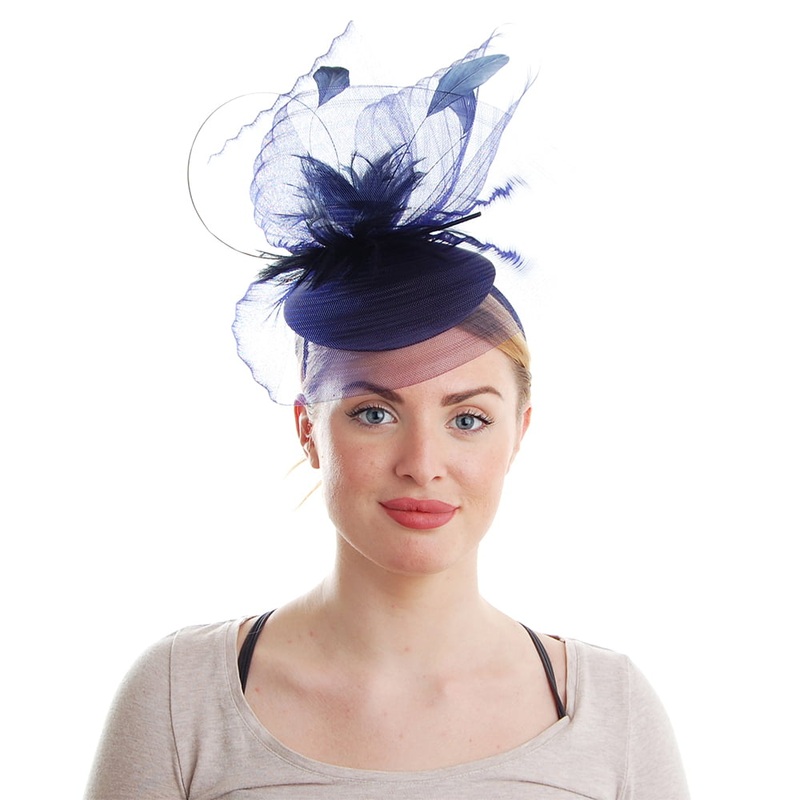 Failsworth Hats Aubrey Tulle Pillbox Fascinator – Navy Blue 1-Size