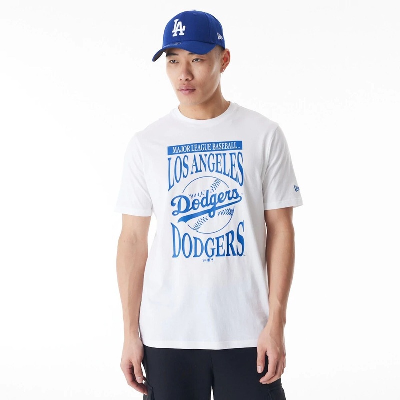 LA Dodgers MLB Baseball Stack White T-Shirt XS