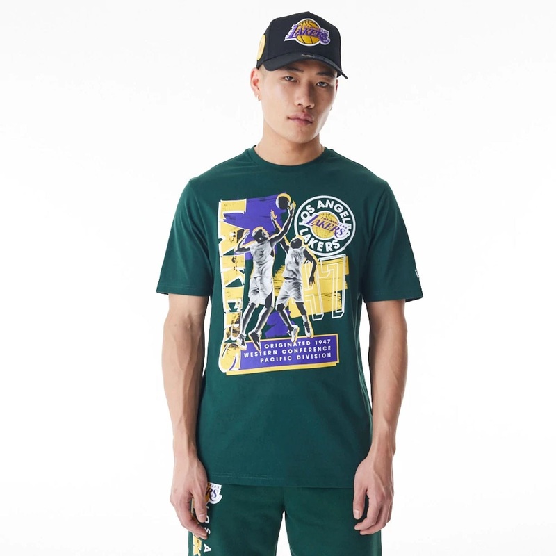 LA Lakers NBA Player Graphic Dark Green T-Shirt XS
