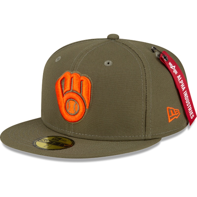 New Era Alpha Industries X Milwaukee Brewers Green 59FIFTY Fitted Hat
