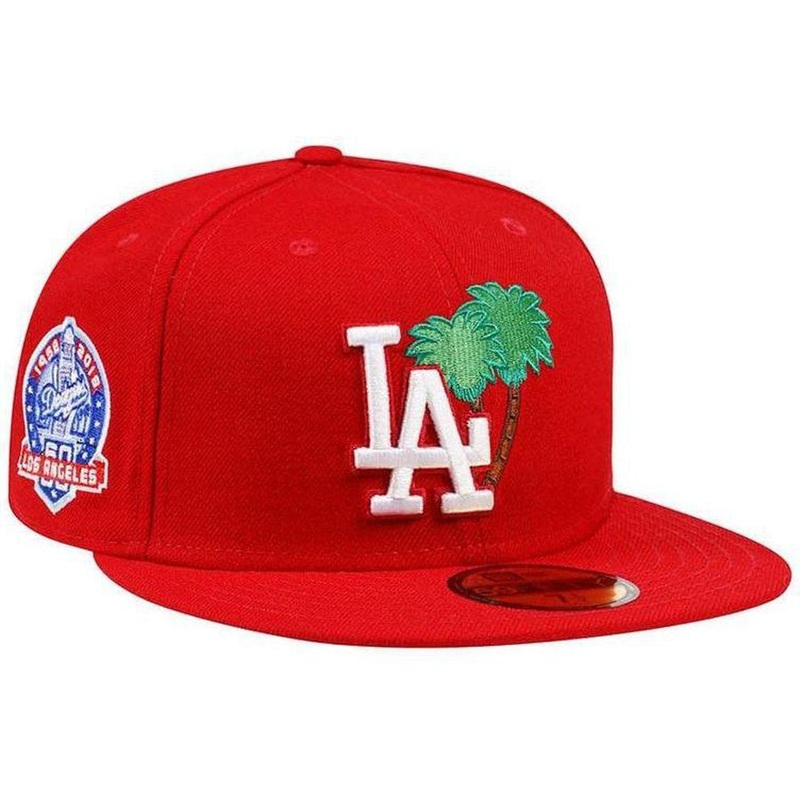 New Era Los Angeles Dodgers 60th Anniversary Palm Tree Red and Pink Edition 59Fifty Fitted Cap