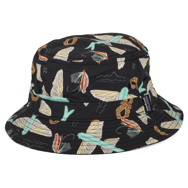Patagonia Flyfish Wavefarer Bucket Hat – Black-Multi Small/Medium