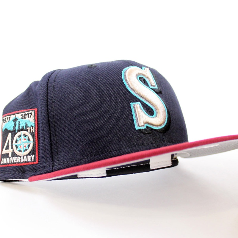 Seattle Mariners 40th Anniversary New Era 59Fifty Fitted Hat (Navy Cardinal Gray Under Brim) 7