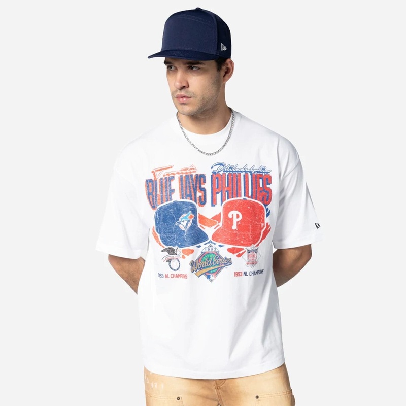 Toronto Blue Jays VS Philadelphia Phillies MLB Dueling Logos Sport Classic White T-Shirt S