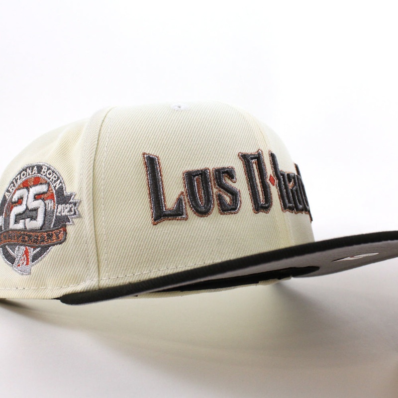 Arizona Diamondbacks (Los D backs) Arizona Born 25Th Anniversary New Era 59Fifty Fitted Hat (Chrome White Black Gray Under Brim) 7