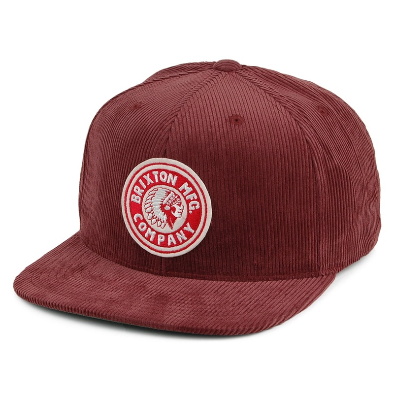 Brixton Hats Rival Corduroy Snapback Cap – Maroon Adjustable