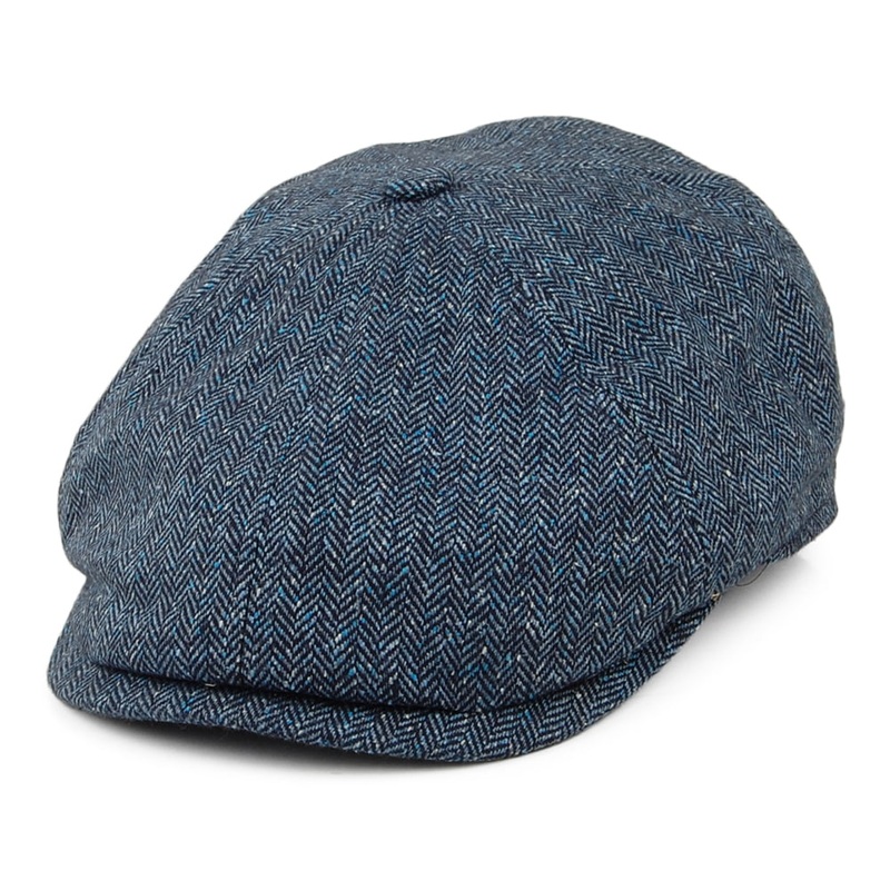 Failsworth Hats Hudson Silk Mix Herringbone Newsboy Cap – Navy Blue 55