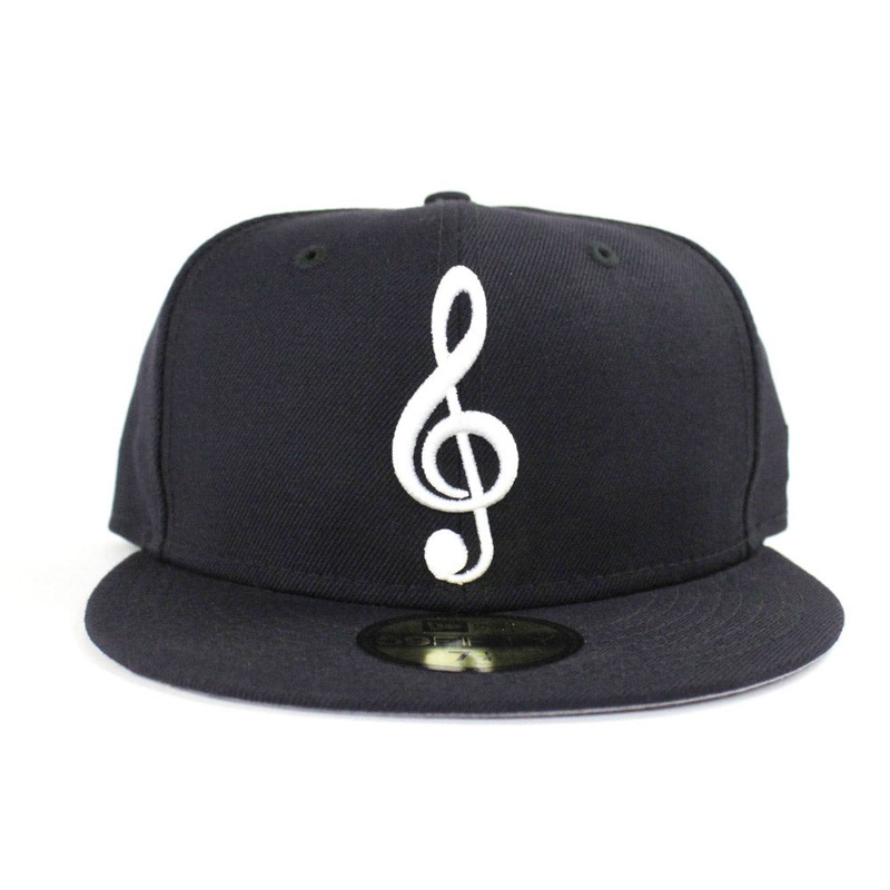 G Clef Music Note New Era Fitted Hat (Navy Gray Under Brim) 7