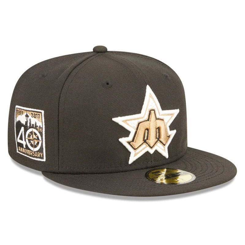 New Era Seattle Mariners Black 40th Anniversary Wheat Undervisor 59FIFTY Fitted Hat