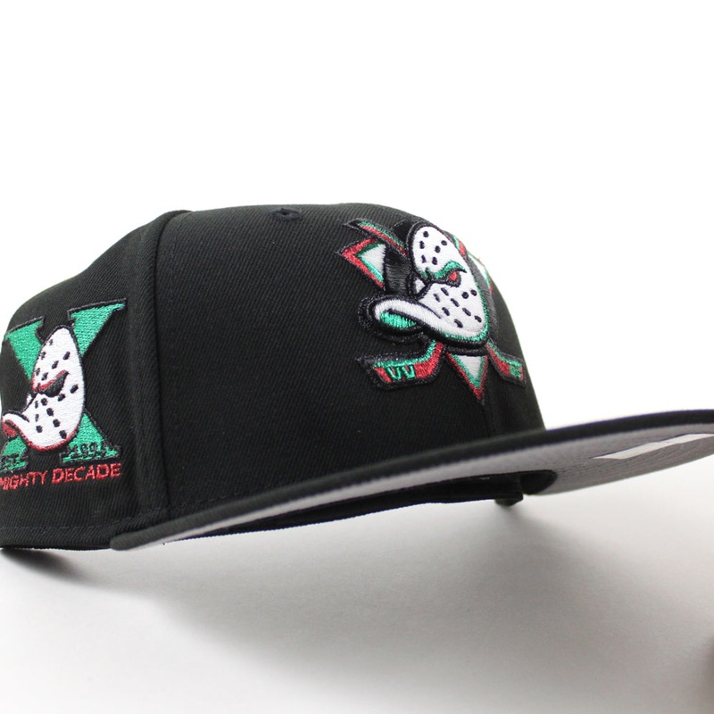 Anaheim Ducks 25 Years New Era 59Fifty Fitted Hat (BLACK Gray Under brim) 7