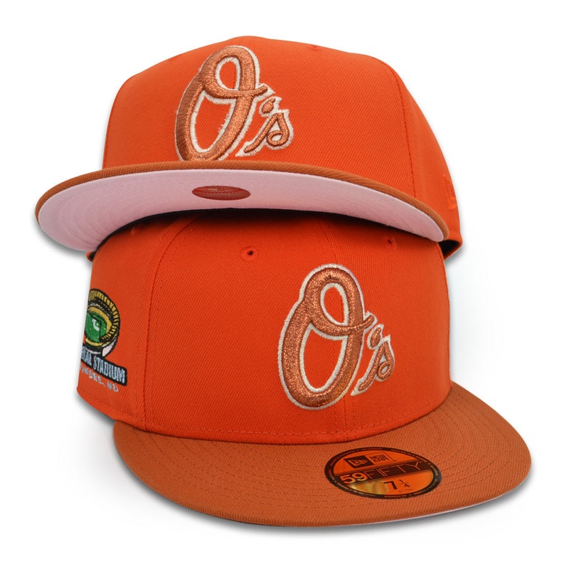 Baltimore Orioles MEMORIAL STADIUM Exclusive New Era 59Fifty Fitted Hat – Orange/Rust 6 7/8
