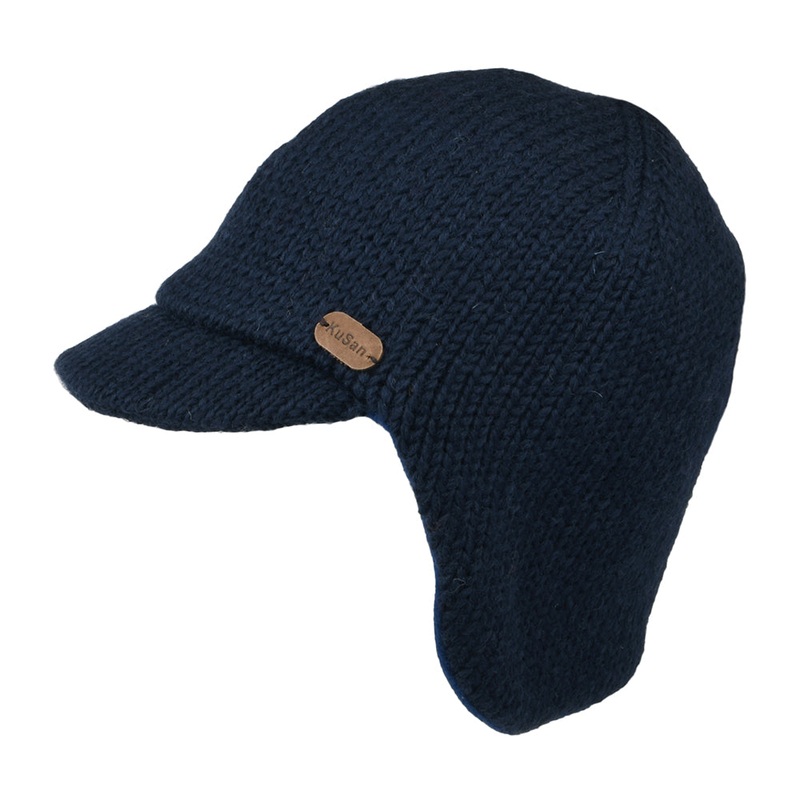 Kusan Ear Warmer Peaked Beanie Hat – Navy Blue 1-Size