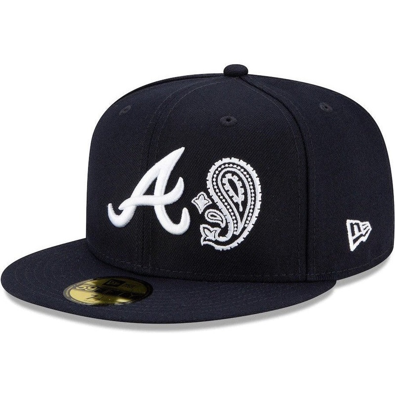New Era Navy Atlanta Braves Patchwork Undervisor 59FIFTY Fitted Hat