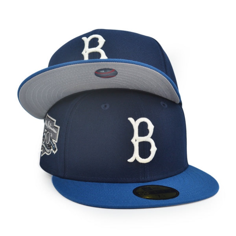 Brooklyn Dodgers Jackie Robinson 50th ANNIVERSARY Exclusive New Era 59Fifty Fitted Hat – Ocean Blue/Seashore 6 7/8
