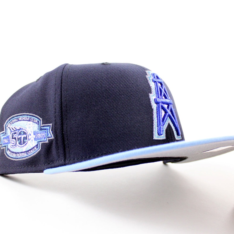 HOUSTON OILERS 50th Anniversary New Era 59Fifty Fitted Hat (Navy Sky Blue Gray Under Brim) 7