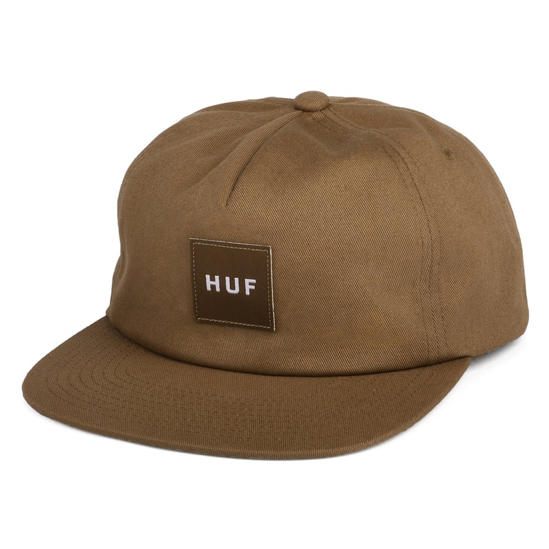 HUF Box Logo Unstructured Snapback Cap – Brown Adjustable