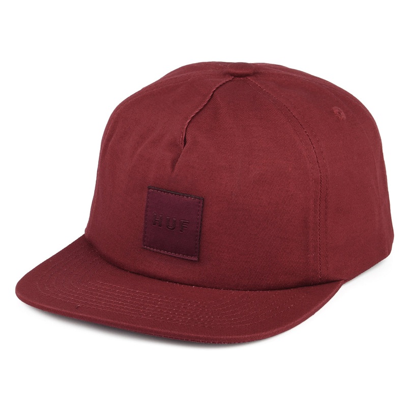 HUF Box Logo Unstructured Snapback Cap – Wine Adjustable