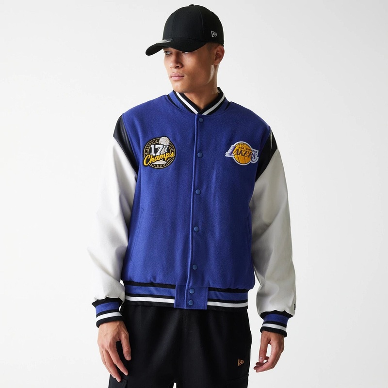 LA Lakers NBA Floral Dark Blue Varsity Jacket XS