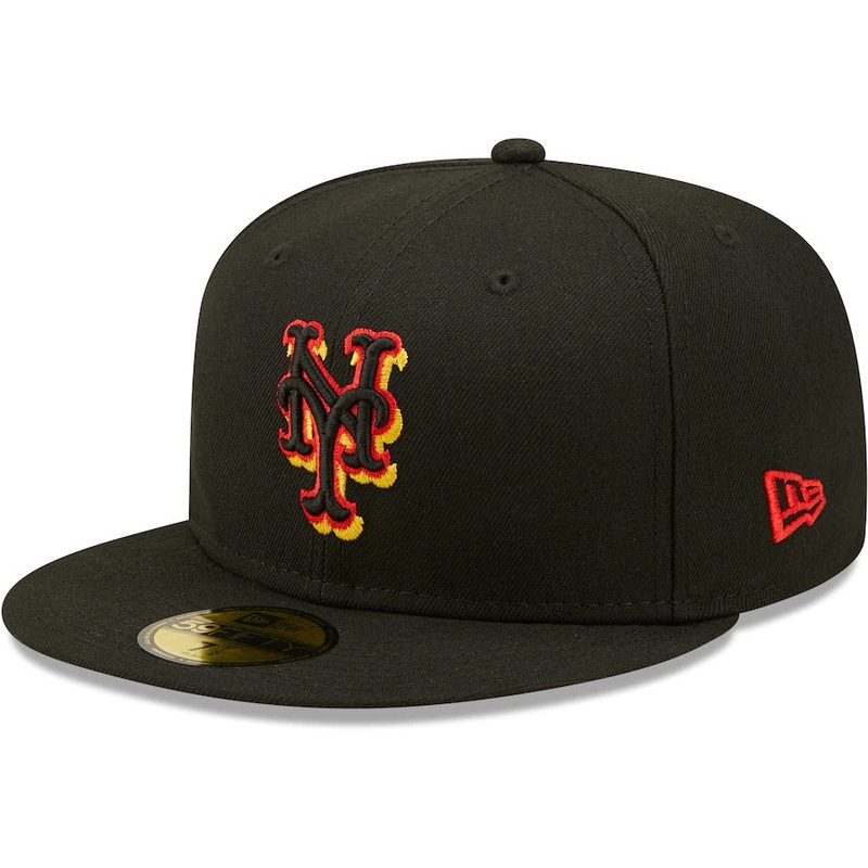 New Era Black New York Mets Shea Stadium Final Season Gold Undervisor 59FIFTY Fitted Hat