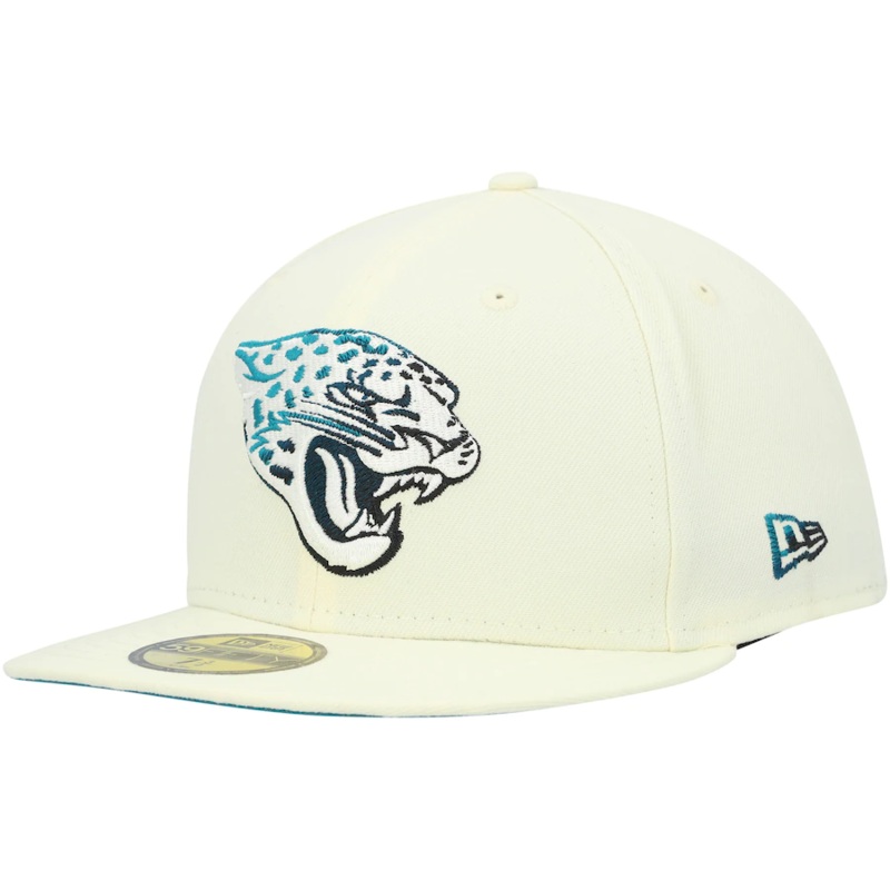 New Era Jacksonville Jaguars Cream Chrome Color Dim 59FIFTY Fitted Hat