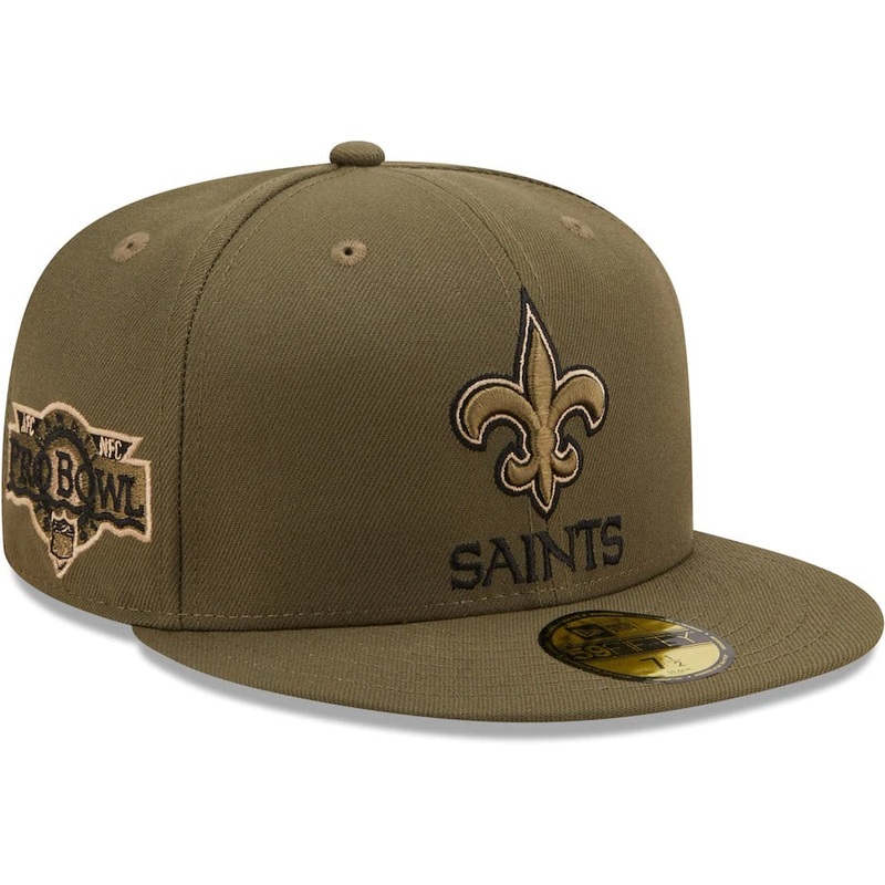 New Era New Orleans Saints Olive 1991 Pro Bowl Camo Undervisor 59FIFTY Fitted Hat
