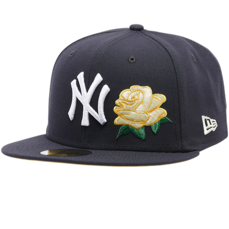 New Era New York Yankees Navy Yellow Rose Peach Undervisor 59FIFTY Fitted Hat