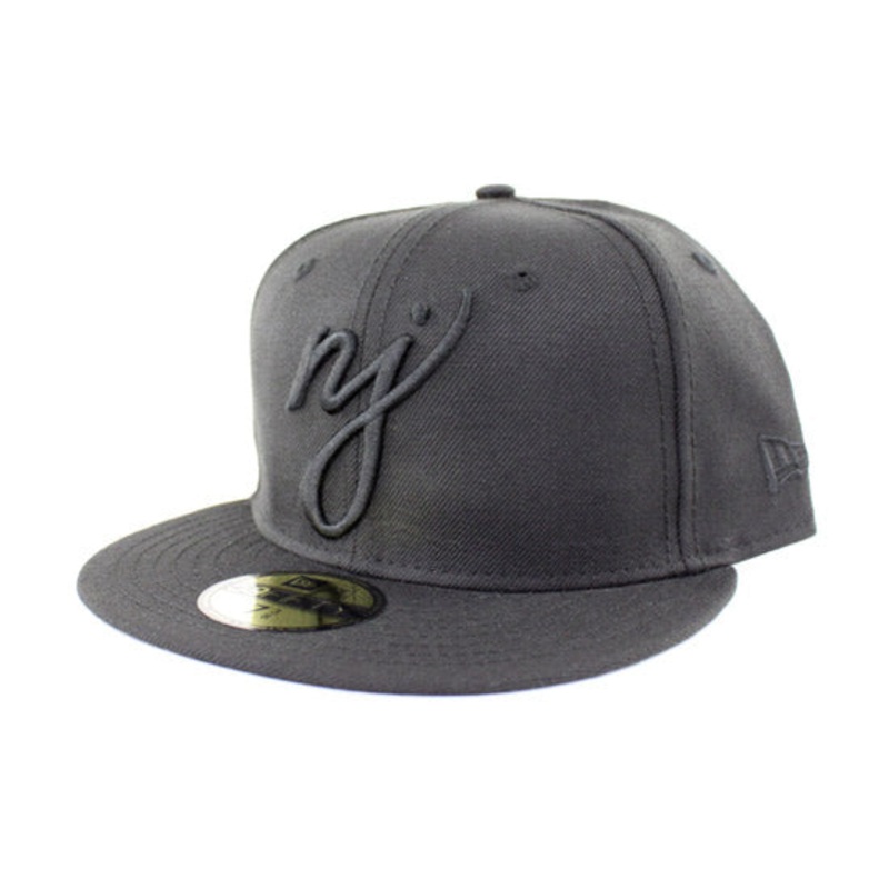 NJ Script New Era 59Fifty Fitted Hats (Black On Black) 8 1/8