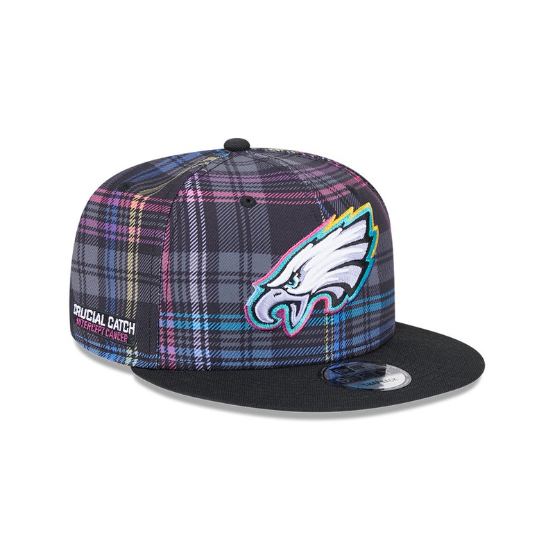 Philadelphia Eagles New Era 2024 NFL Crucial Catch Plaid 9Fifty Snapback Hat – Black/Pink