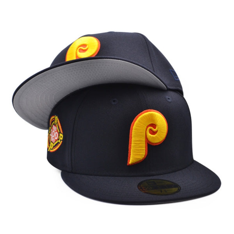 Philadelphia Phillies 100th Anniversary Exclusive New Era 59Fifty Fitted Hat – Navy/Burnt Orange 7