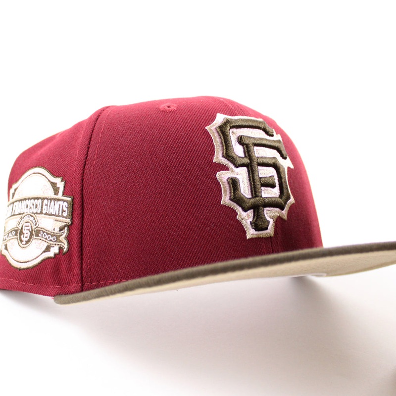 San Francisco Giants Inaugural Season New Era 59Fifty Fitted Hat (Cardinal Brown Camel Under Brim) 7