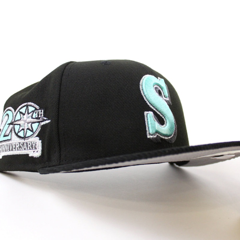 Seattle Mariners 20TH Anniversary New Era 59Fifty Fitted Hat (Black and Gray Under Brim) 7